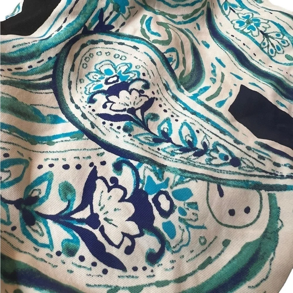 Swim Solution One Shoulder Navy Paisley One Piece Swimsuit Tummy Enhancer - Picture 8 of 15